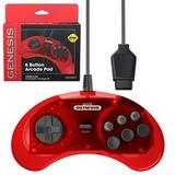 Retro Bit 6 Button Controller -- Crimson Red (Genesis)